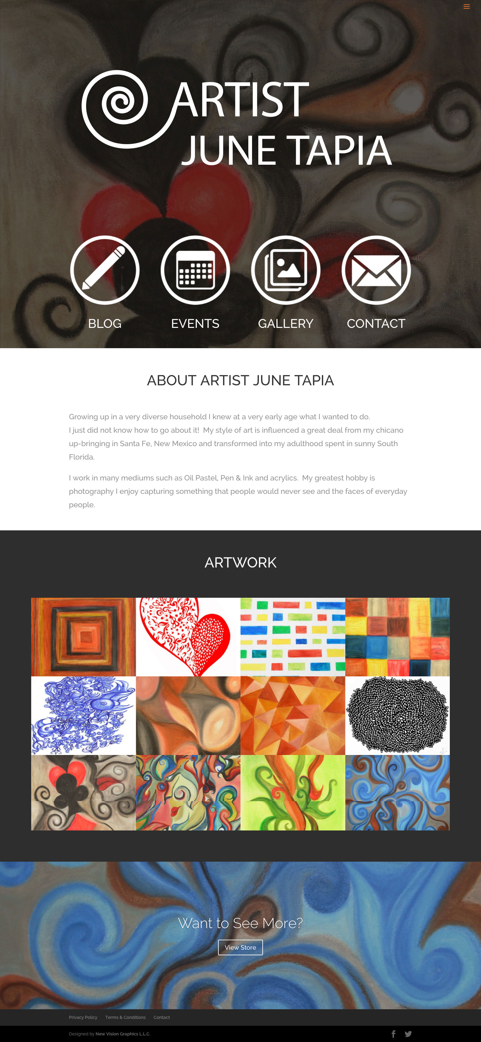 Artist June Tapia's Website Screenshot